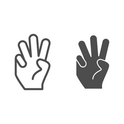 Three fingers up line and glyph icon number vector