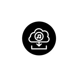 cloud music download icon in black round style vector