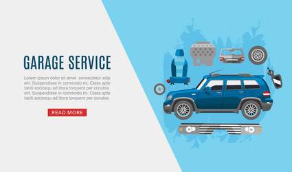 garage auto service and car spares top view web vector