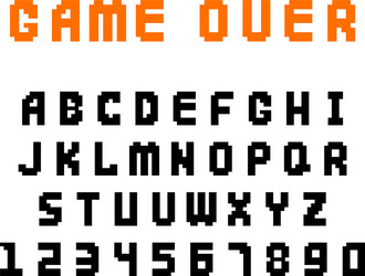 pixel retro font video computer game design 8 bit vector image