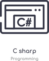 C sharp outline icon isolated line from vector