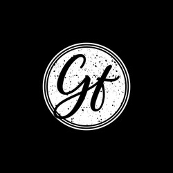 G f initial handwriting in black and white circle vector