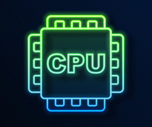glowing neon line computer processor vector image