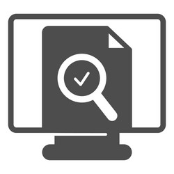 monitor monoblock with document file and loupe vector image