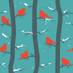 seamless repeating pattern with birds and trees vector