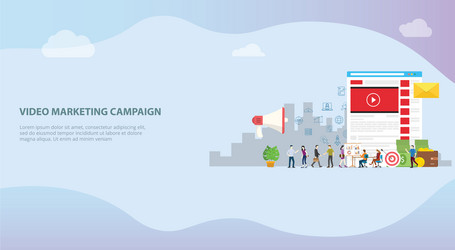 Video marketing campaign concept with social vector