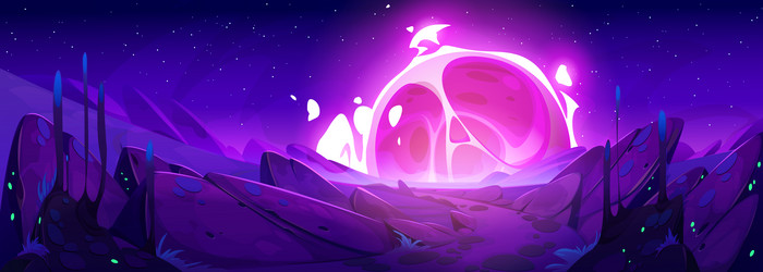 Alien Space Planet Cartoon Landscape Background Vector Image