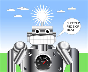 cheerful robot happy face vector