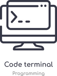 code terminal outline icon isolated line from vector