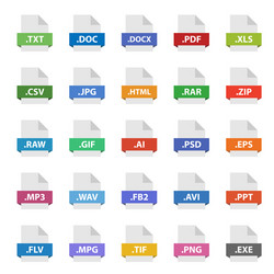 All file types icon set you need formats Vector Image