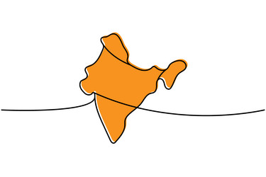 india silhouette colored one line continuous vector