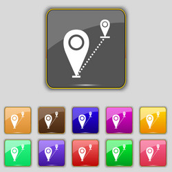 Map pointer icon sign set with eleven colored vector