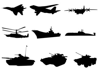 Military Aircraft Silhouettes Vector Image