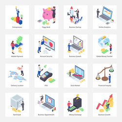 pack finance isometric icons vector