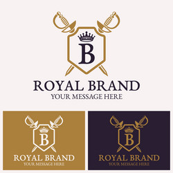 Royal Crown B Shield Logo Vector Image