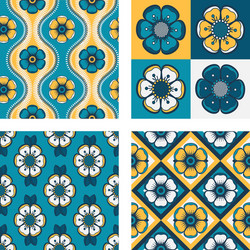 set of four patterns with abstract flowers vector image