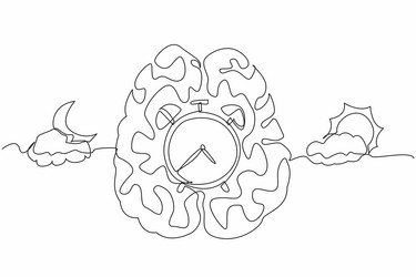 single continuous line drawing in middle of brain vector image