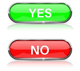 Yes and no buttons shiny green red oval web vector