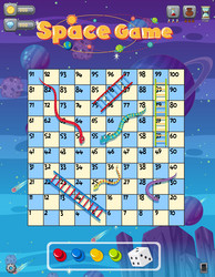 a snake ladder game template on space background vector