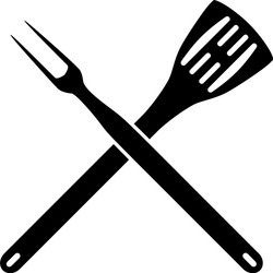 Bbq grill tools crossed barbecue fork Royalty Free Vector