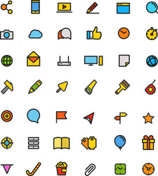 different line style color icons set vector