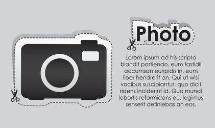 label with cut lines and the image of a camera vector