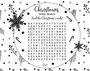 printable christmas word search puzzle vector