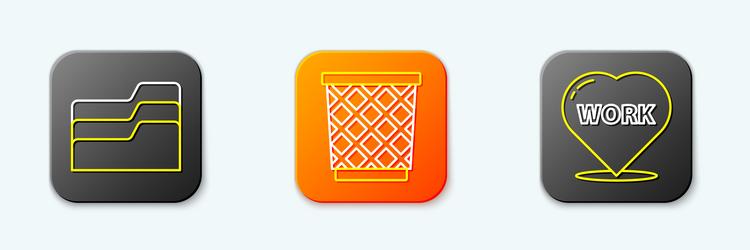 set line document folder trash can and heart vector image