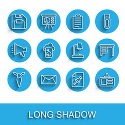 Set line tie mail and e-mail floppy disk note vector