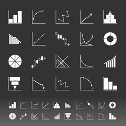 set of diagram and graph icons on gray background vector