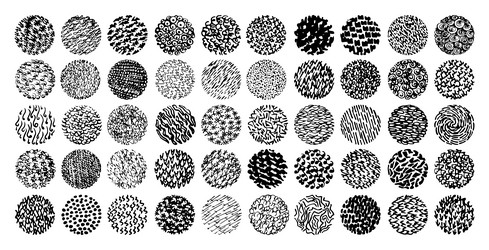 set of textured circles with patterns vector image