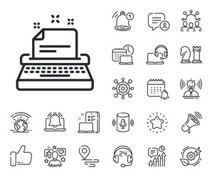 typewriter line icon documentation sign place vector image