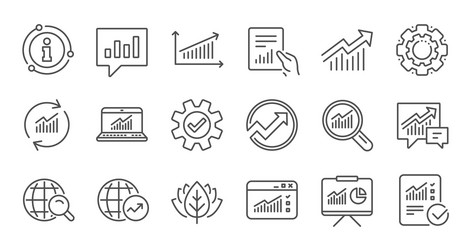 analytics line icons reports charts and graphs vector image