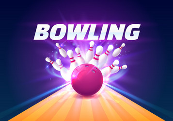 Bowling club poster with bright background vector