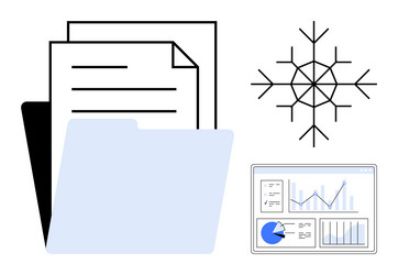document folder with papers snowflake symbol vector image