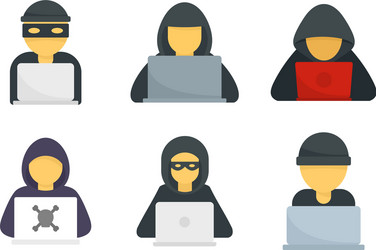 Hacker Icon Set - Digital Security vector image