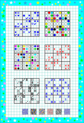 logic sudoku game set different level puzzles vector