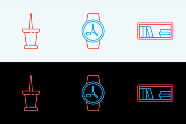 set line shelf with books push pin and wrist vector image