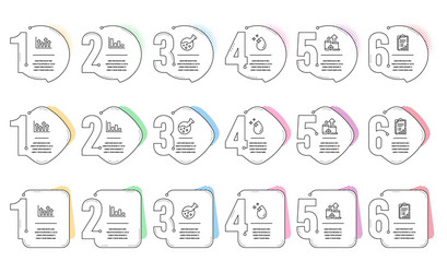 Checklist histogram and upper arrows icons set vector