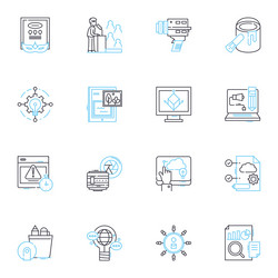 cryptocurrency and blockchain linear icons set vector