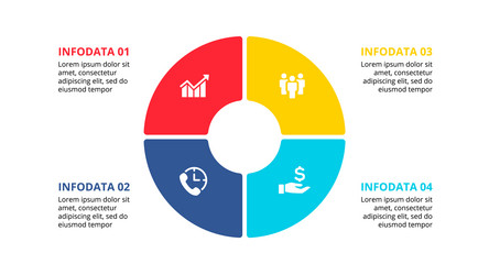 flat circle element for infographic with 4 parts vector image