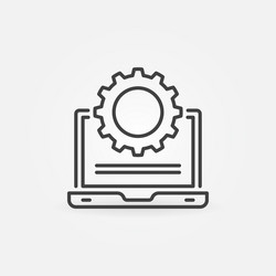 laptop with gear line icon computer settings vector image