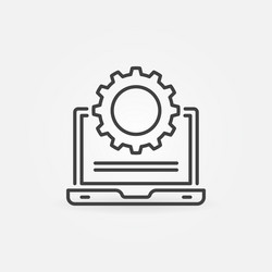 Laptop with gear line icon computer settings vector