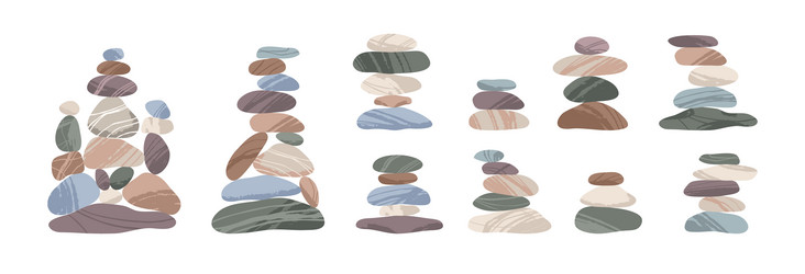 pyramids made of pebbles balanced structures vector image