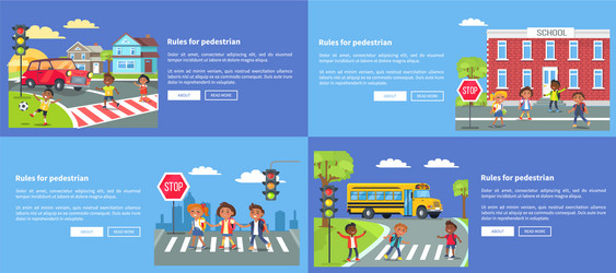 Rules for pedestrians collection of safety posters vector