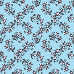 seamless pattern with twig magnolia chinese style vector image