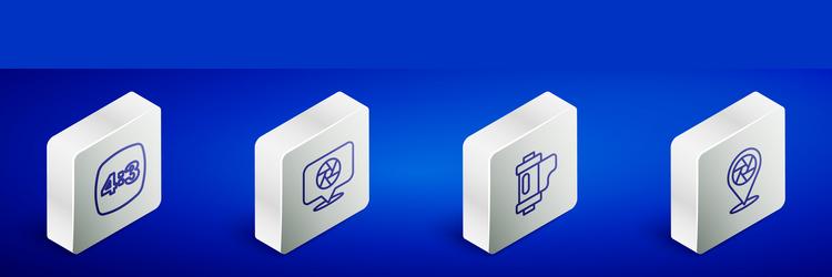 set isometric line photo frame 4 camera shutter vector image