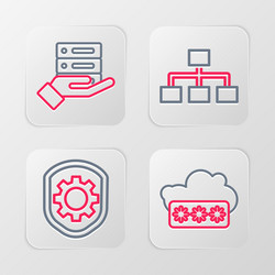 set line password protection shield with settings vector image