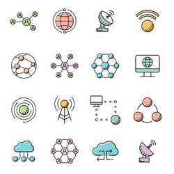 simple set of big data database cloud computing vector image