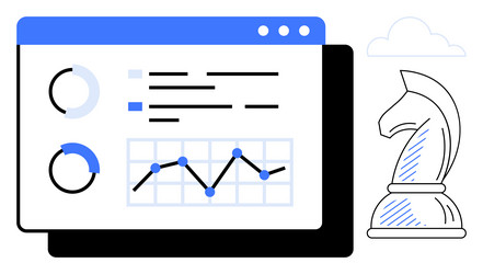 business dashboard with analytics graphs and chess vector image